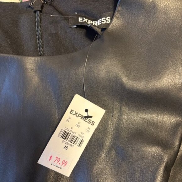Express Faux Leather Dress with Lace Sleeves size XS NWT - Picture 5 of 6